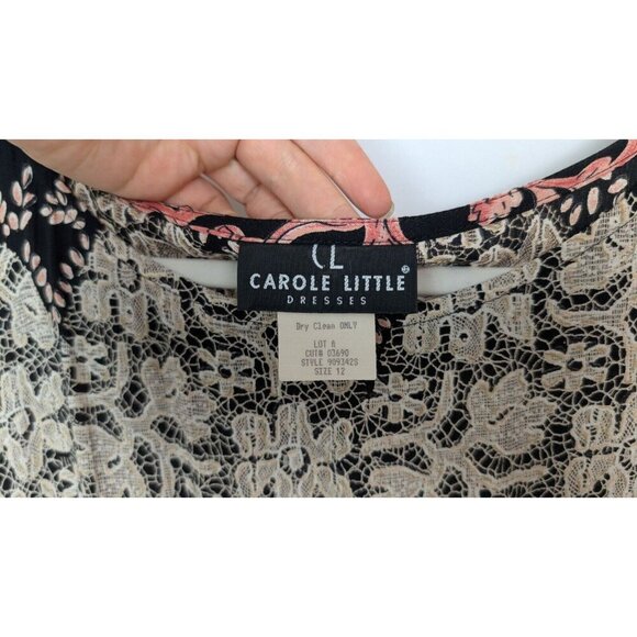 Vintage 90 Y2K Carol Little 12 Maxi Dress Patchwork Floral Tie Front Bohemian - Picture 12 of 14